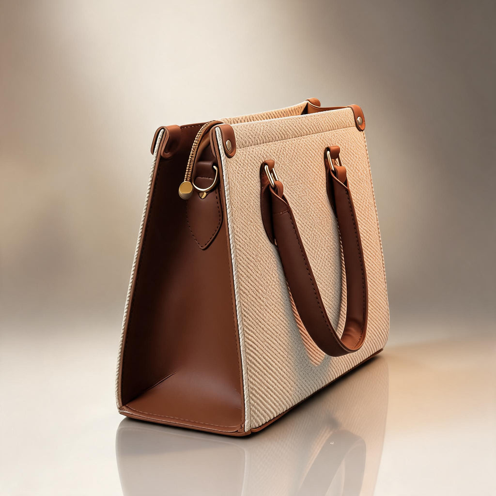 Beige Brown Classic Tote