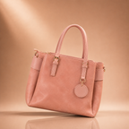 Pink handbag on a beige background