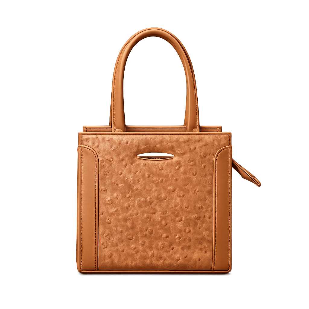 Caramel Ostrich Square Tote