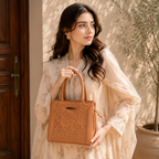 Caramel Ostrich Square Tote
