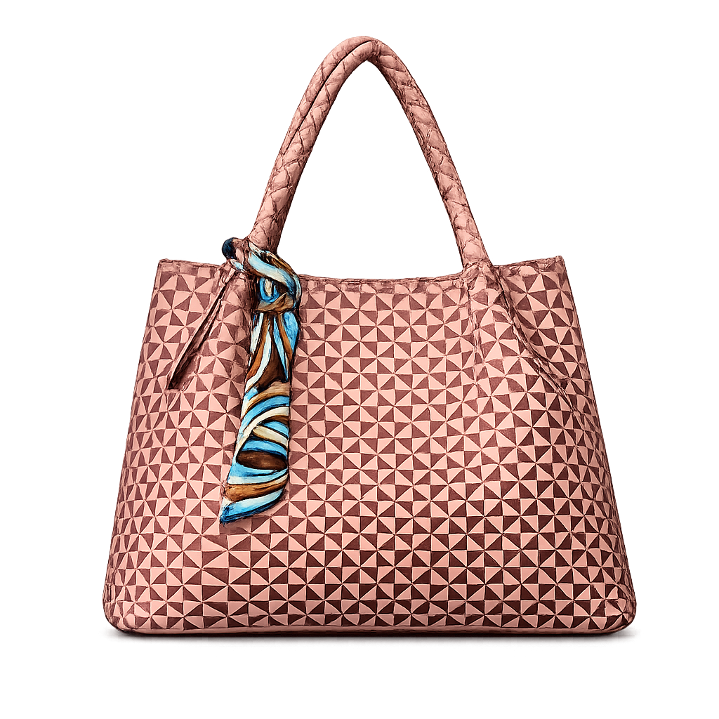 Geometric Pattern Tote Pink