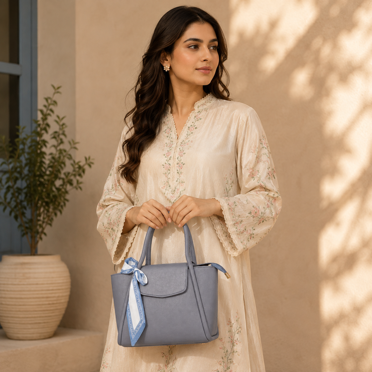Slate Scarf Luxe Handbag