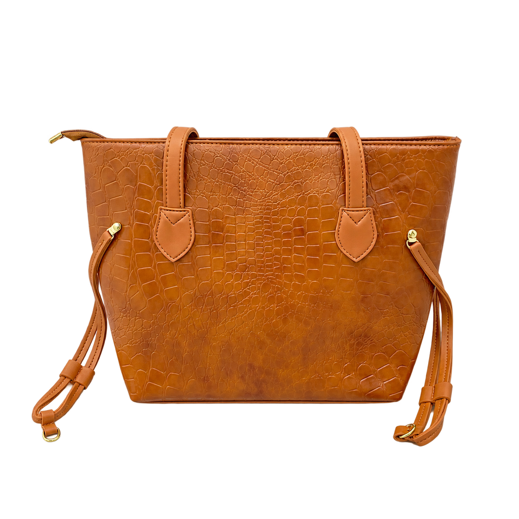 Caramel Croc Shopper Tote