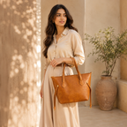 Caramel Croc Shopper Tote