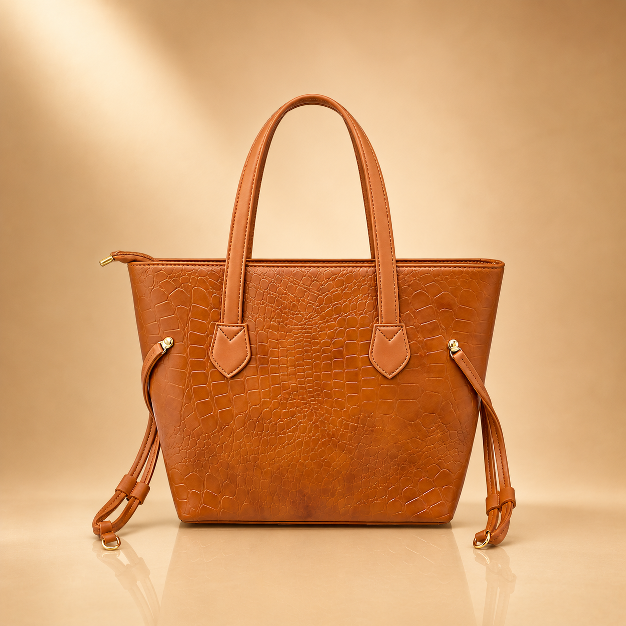 Caramel Croc Shopper Tote