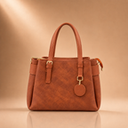 Cognac Buckle Charm Handbag